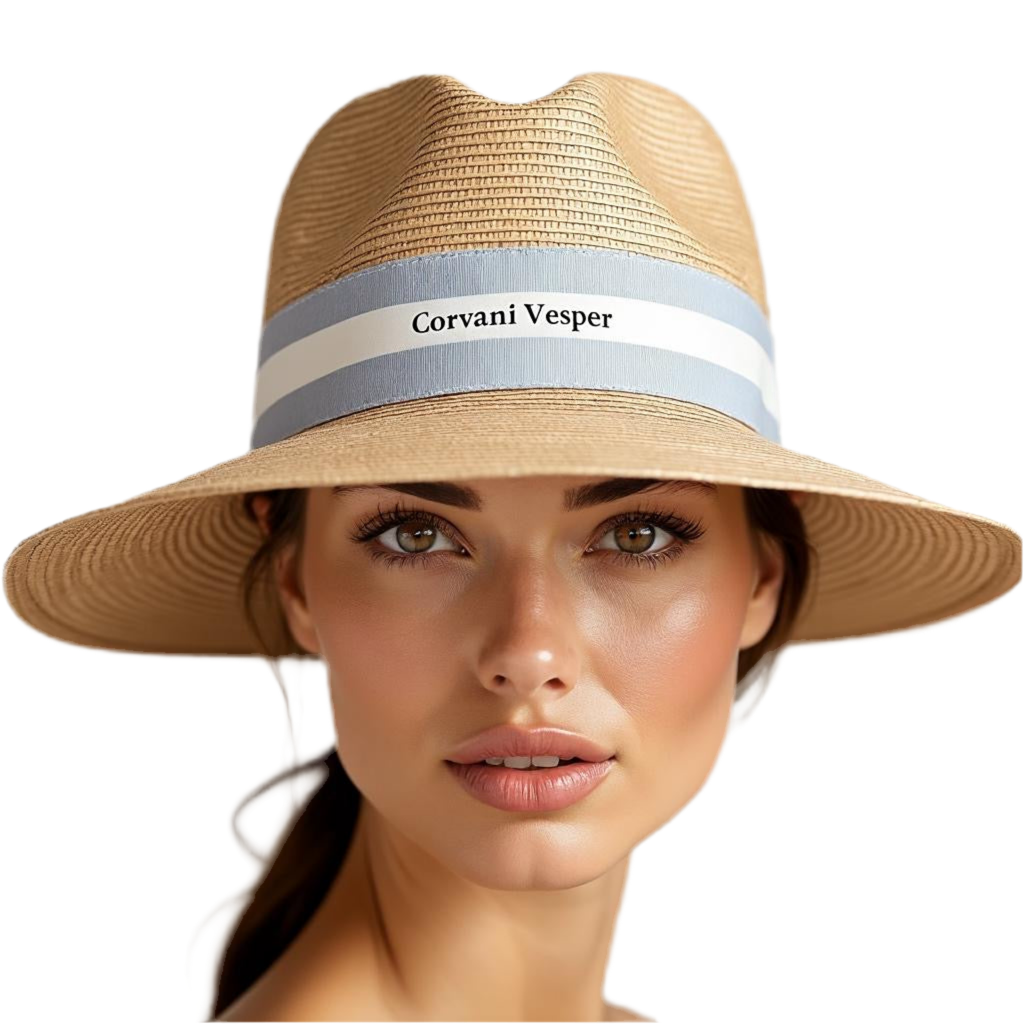 Corvani Vesper Straw Poplin Band Hat