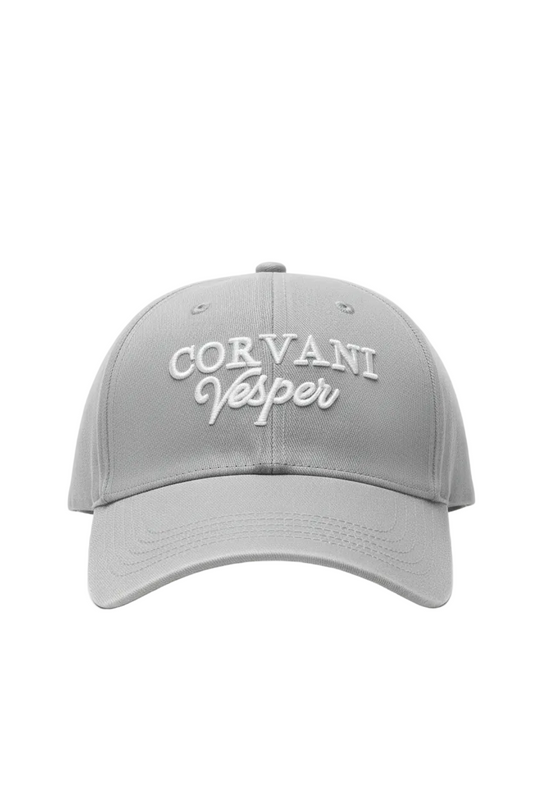 Corvani Vesper Signature grey golf cap by Exclusive, luxury face cap with a sleek design and adjustable strap.