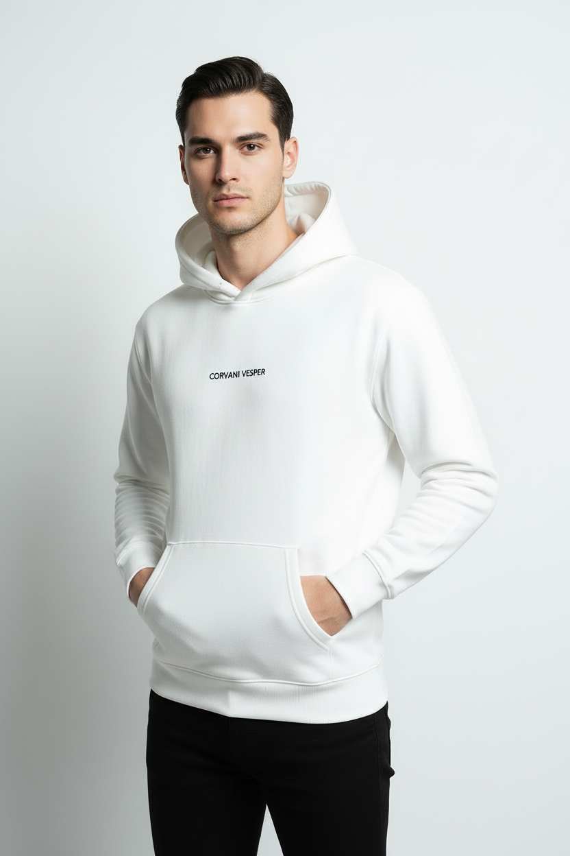 Corvani Vesper Classic Hoodie Bianco - CORVANI VESPER