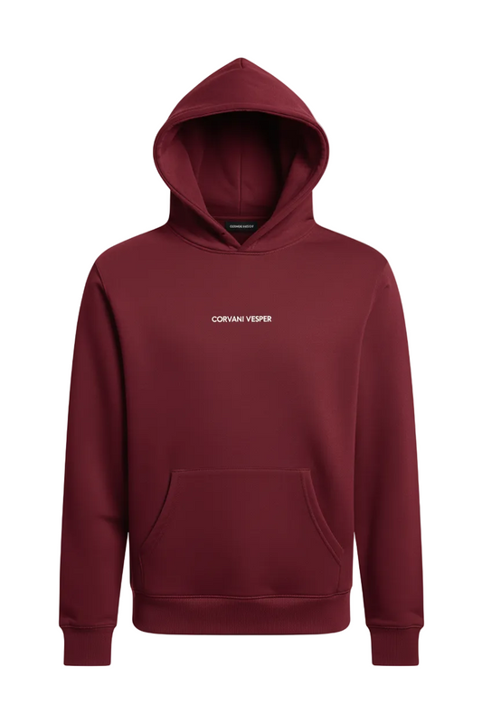 Corvani Vesper Classic hoodie set in ruby noir featuring a comfortable hoodie and matching joggers, casual and stylish for everyday wear.