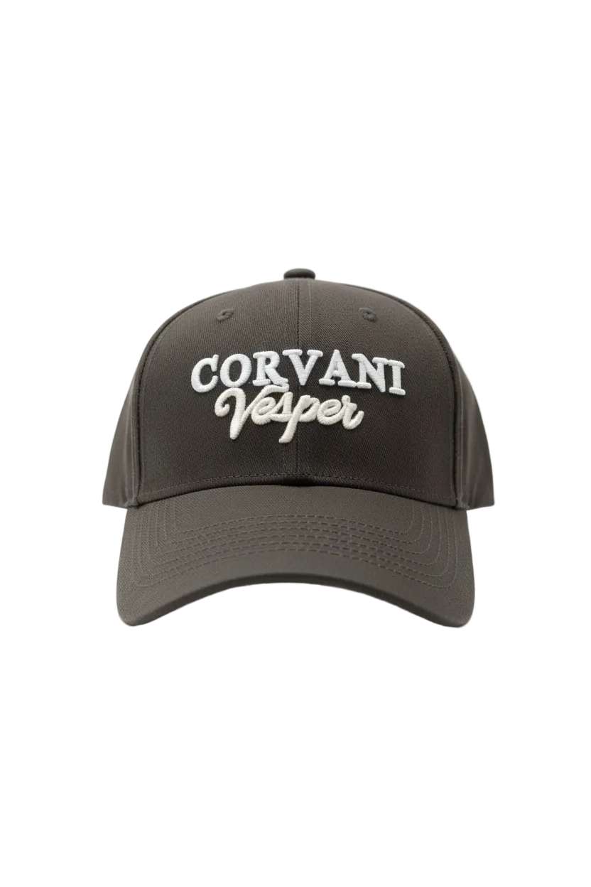Corvani Vesper Signature Brown Face Cap with adjustable strap and embroidered logo, casual headwear for everyday style.