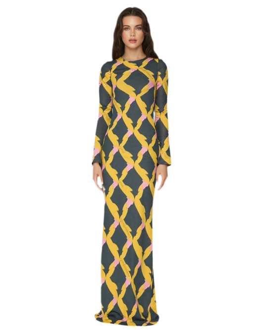 Riviera Diamante Long Mesh Resort Dress