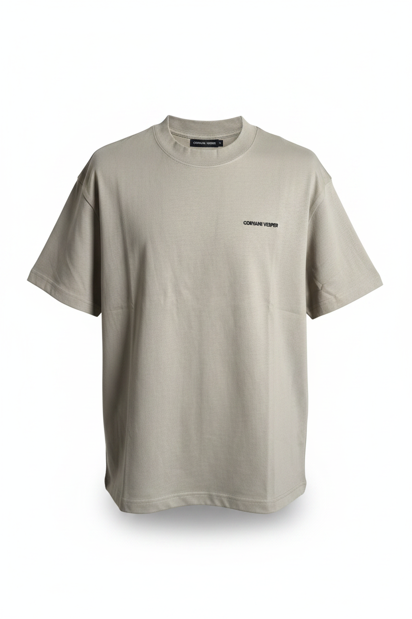 Corvani Vesper Embroidered Logo T-Shirt in Caramel