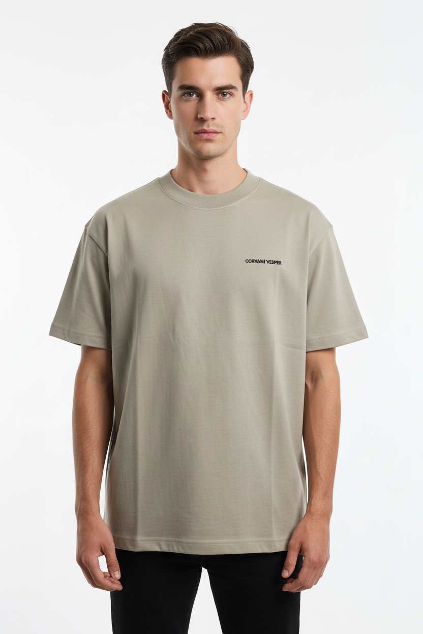 Corvani Vesper Embroidered Logo T-Shirt in Caramel
