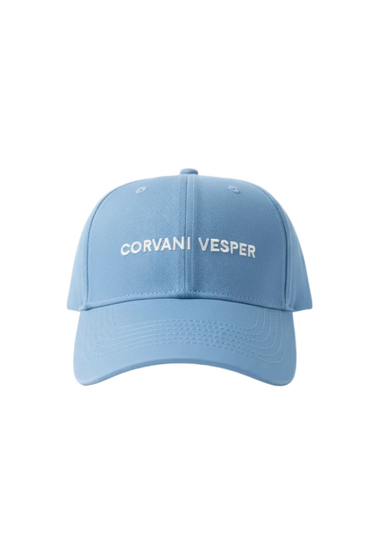 Corvani Vesper Classic white embroidered baseball cap, face cap with stylish embroidered detail and adjustable strap.