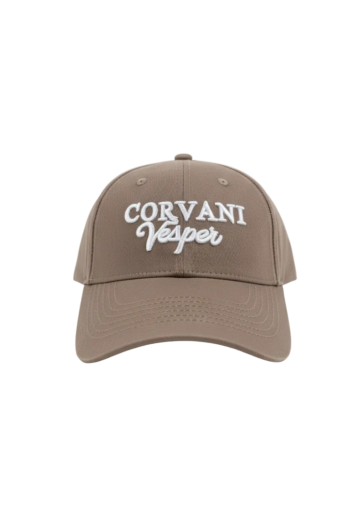 Corvani Vesper Signature Cap in oak brown with curved brim and adjustable strap, showcasing stylish casual headwear.