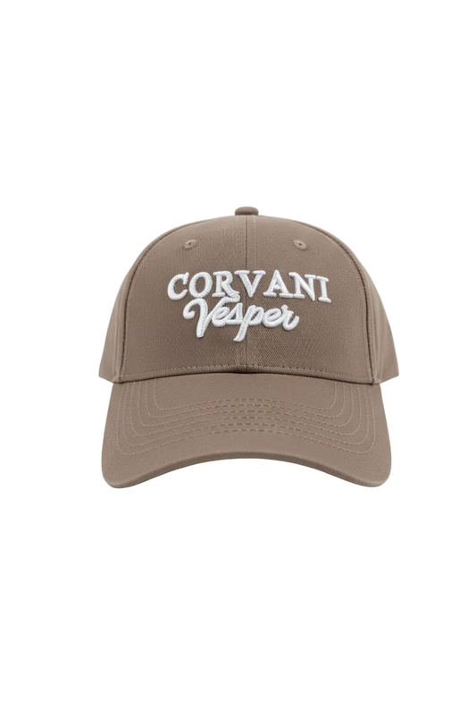 Corvani Vesper Signature Cap in oak brown with curved brim and adjustable strap, showcasing stylish casual headwear.