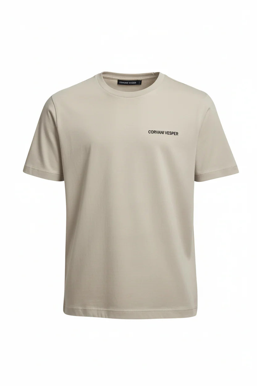 Corvani Vesper embroidered logo T-shirt by Exclusive, featuring a casual fit with detailed embroidery on the chest.
