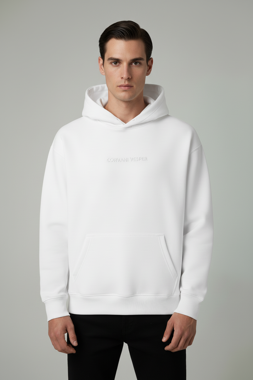 Corvani Vesper Classic Hoodie In White - CORVANI VESPER