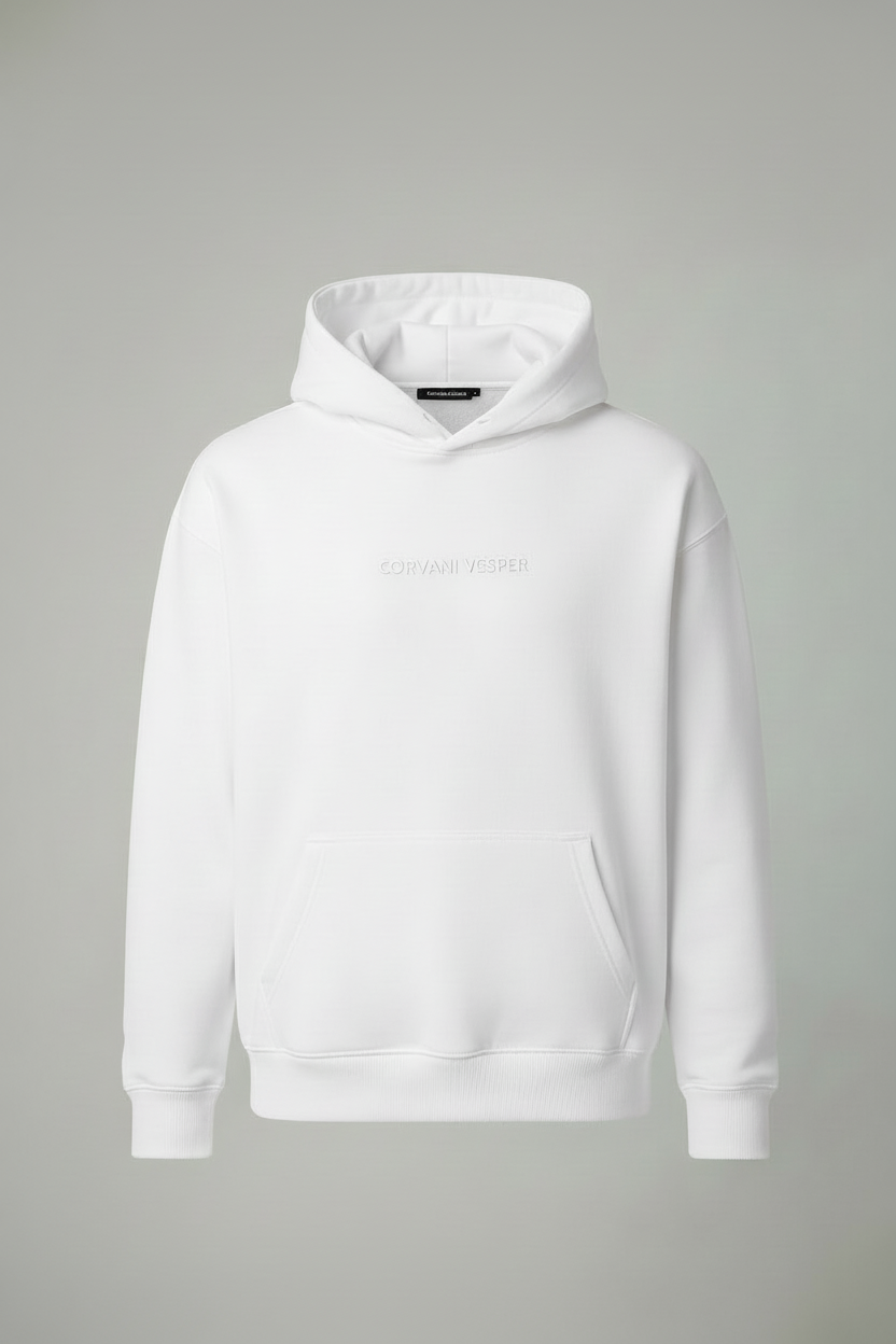 Corvani Vesper Classic Hoodie In White - CORVANI VESPER