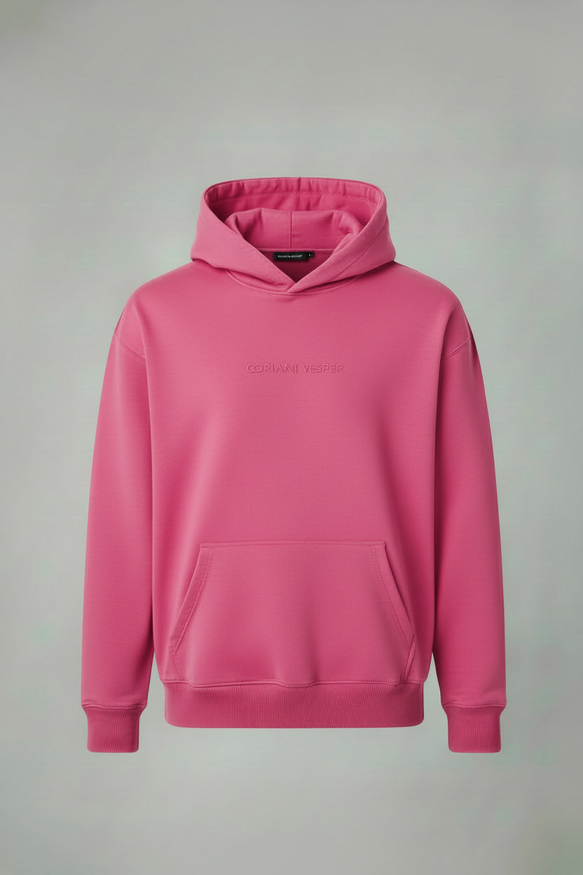 Corvani Vesper Classico L Edition pink hoodie set with matching sweatpants, casual and comfortable streetwear style.