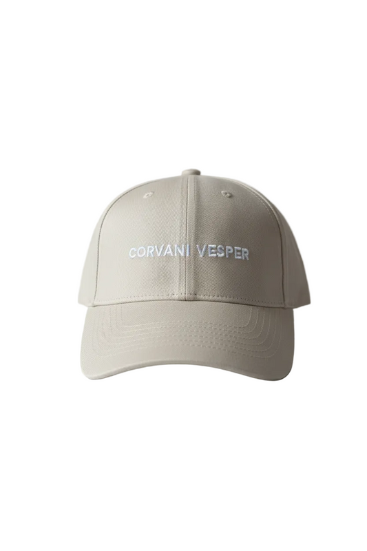 Corvani Vesper Classic Baseball Cap, face cap with curved brim and adjustable strap, in neutral color, branded by CORVANI VESPER.