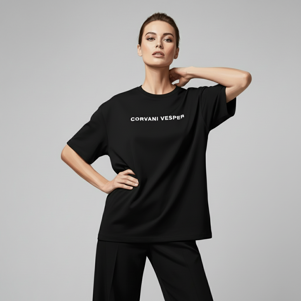 The Corvani Vesper Crest T-Shirt Nero - CORVANI VESPER