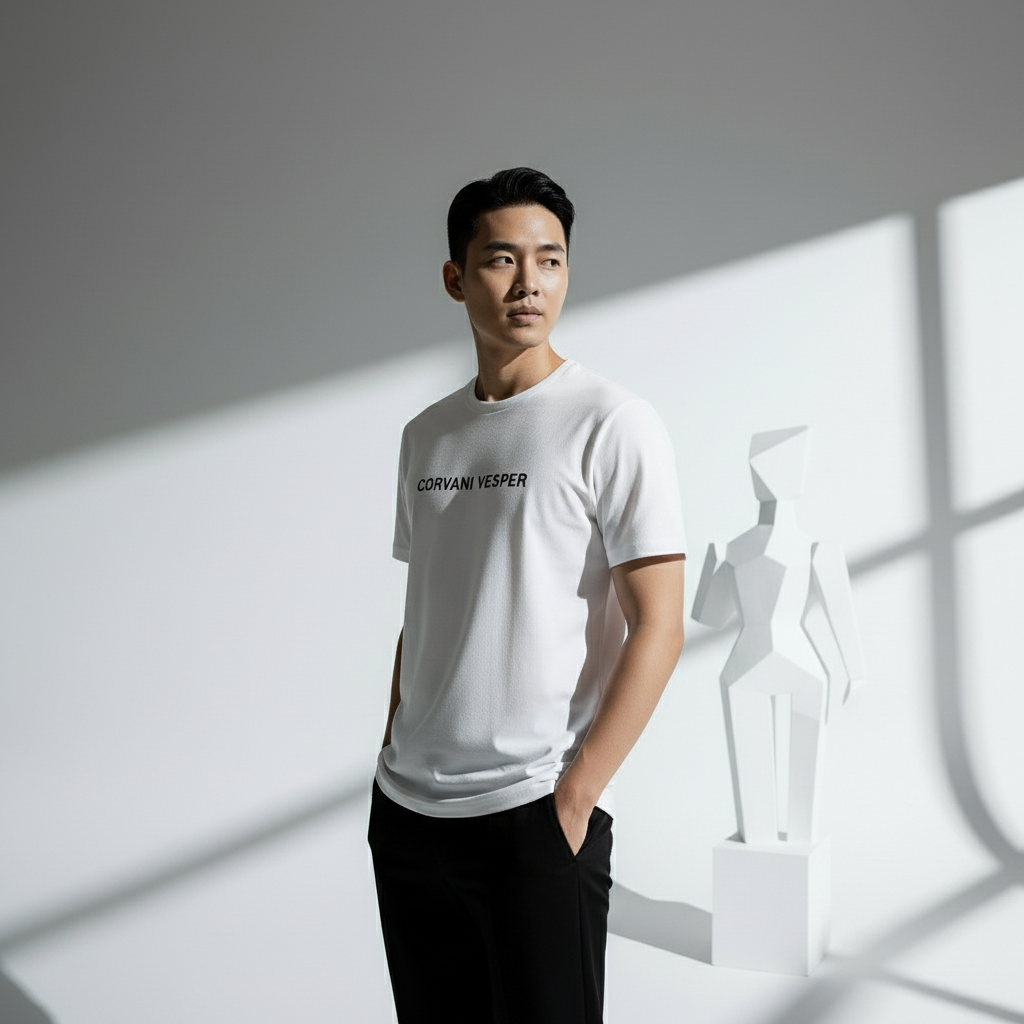 The Corvani Vesper Crest T-Shirt Bianco - CORVANI VESPER