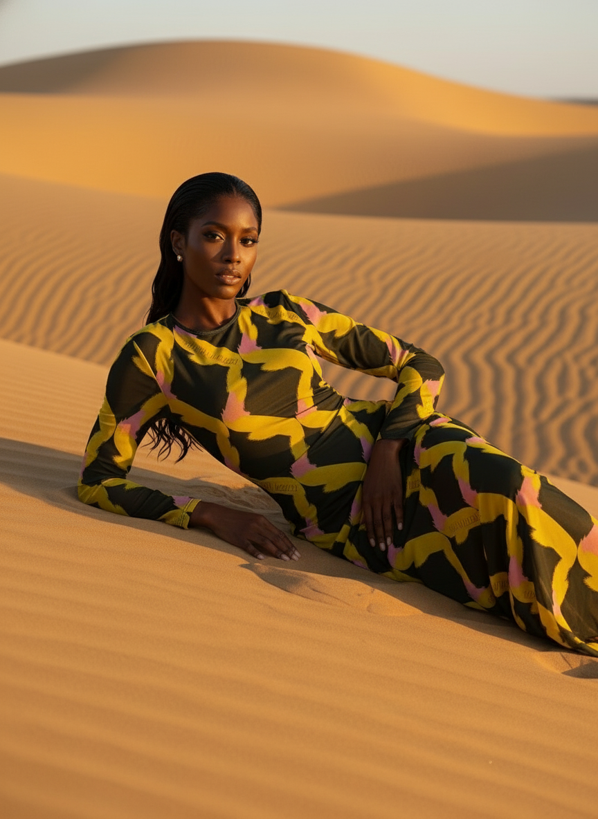 Riviera Diamanté Long Mesh Resort Dress - CORVANI VESPER