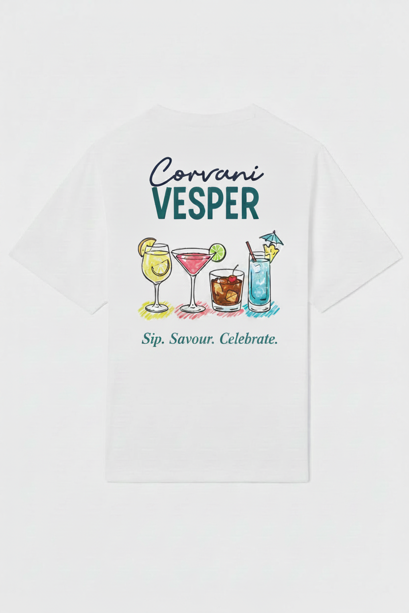 Corvani Vesper Vita Al Mare T-shirt featuring a stylish ocean-inspired design, casual fit, and comfortable fabric.