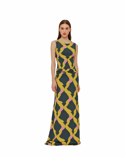 Riviera Diamante Sleevless Long Dress