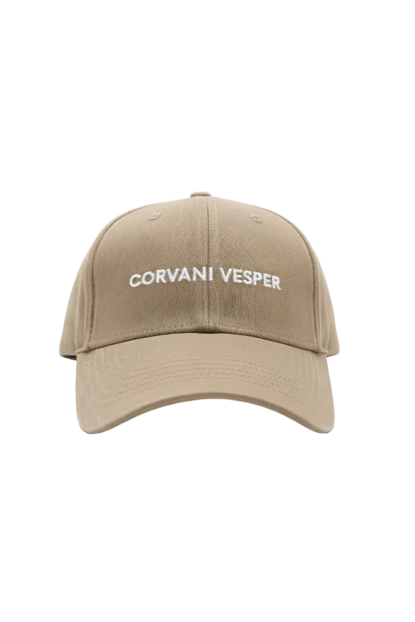 Corvani Vesper Classic baseball cap in light brown, featuring a curved brim and adjustable strap for a casual, stylish look.