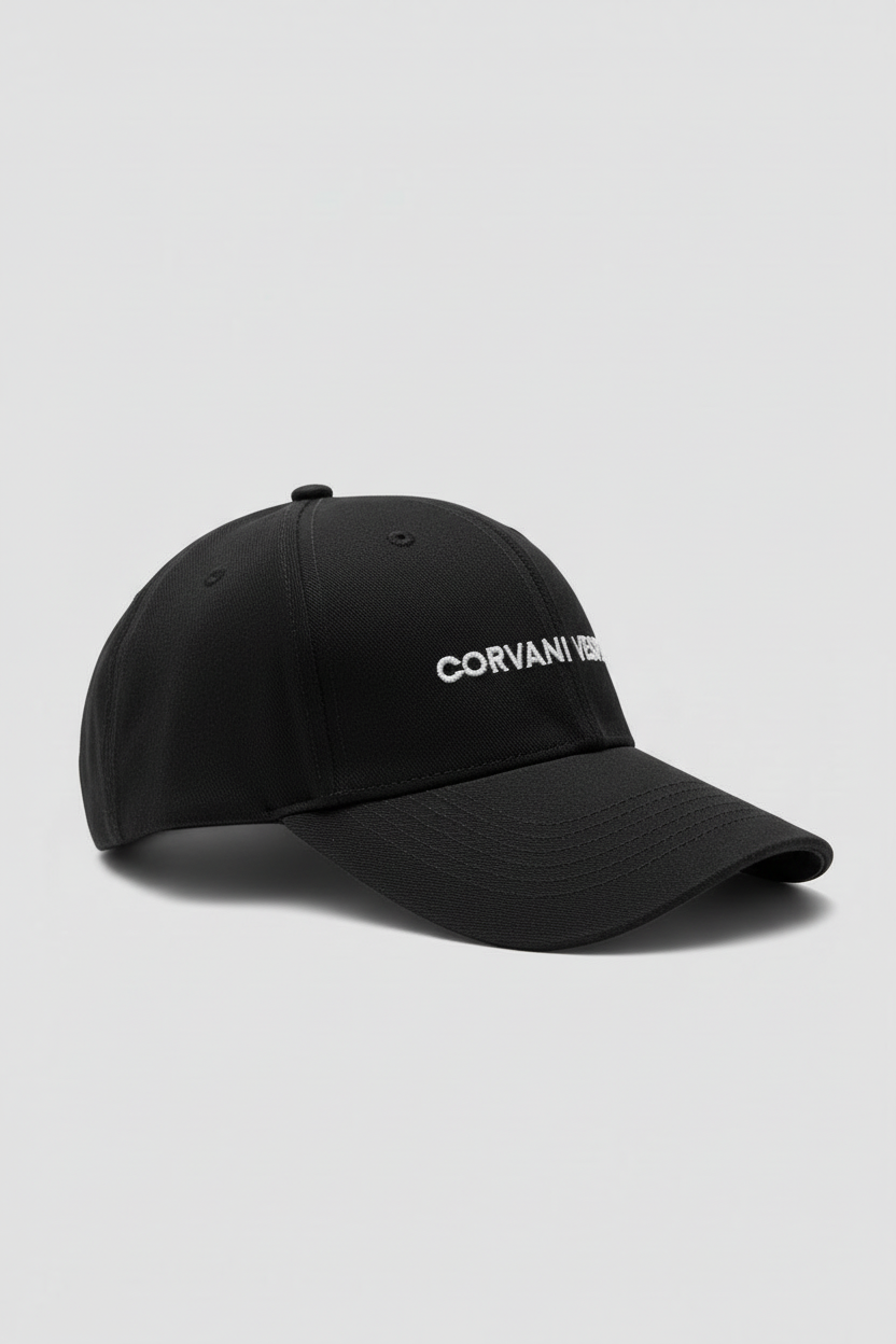 Corvani Vesper Classic black baseball cap featuring a curved brim and adjustable strap for a casual, stylish look.