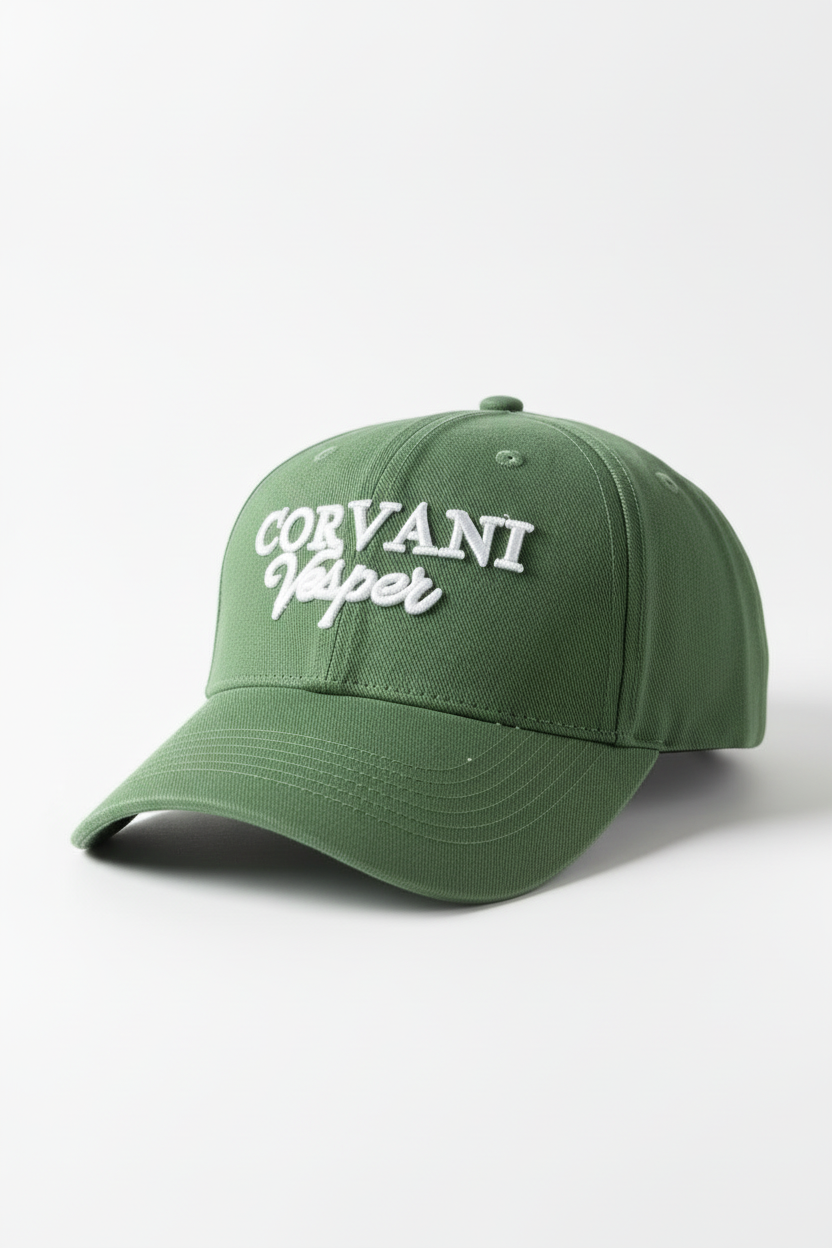 Corvani Vesper Signature Baseball Cap, face cap with embroidered logo, casual style, adjustable strap, in black fabric