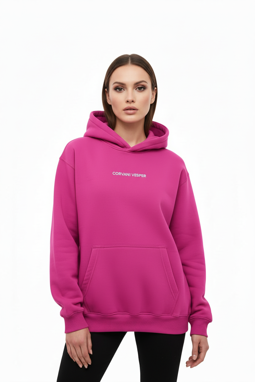 Corvani Vesper Hoodie Set in pink, featuring a stylish hoodie with matching pants from the Corvani Vesper Classico L Edition collection.