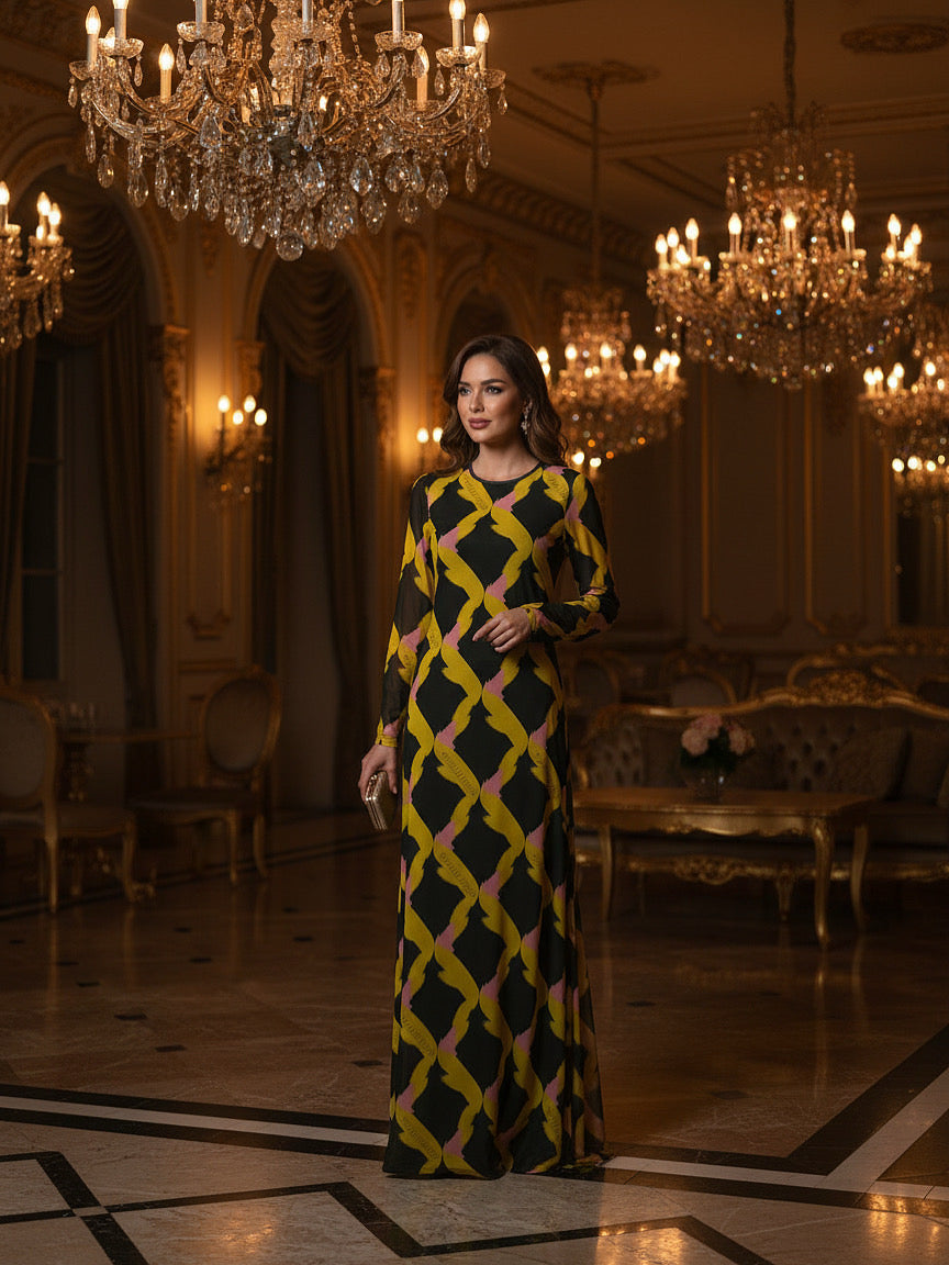 Riviera Diamante Long Mesh Resort Dress - CORVANI VESPER