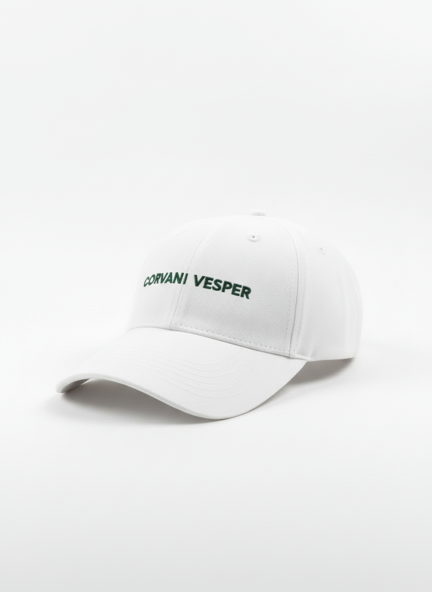Corvani Vesper Classic Embroidered Baseball Cap in white - CORVANI VESPER