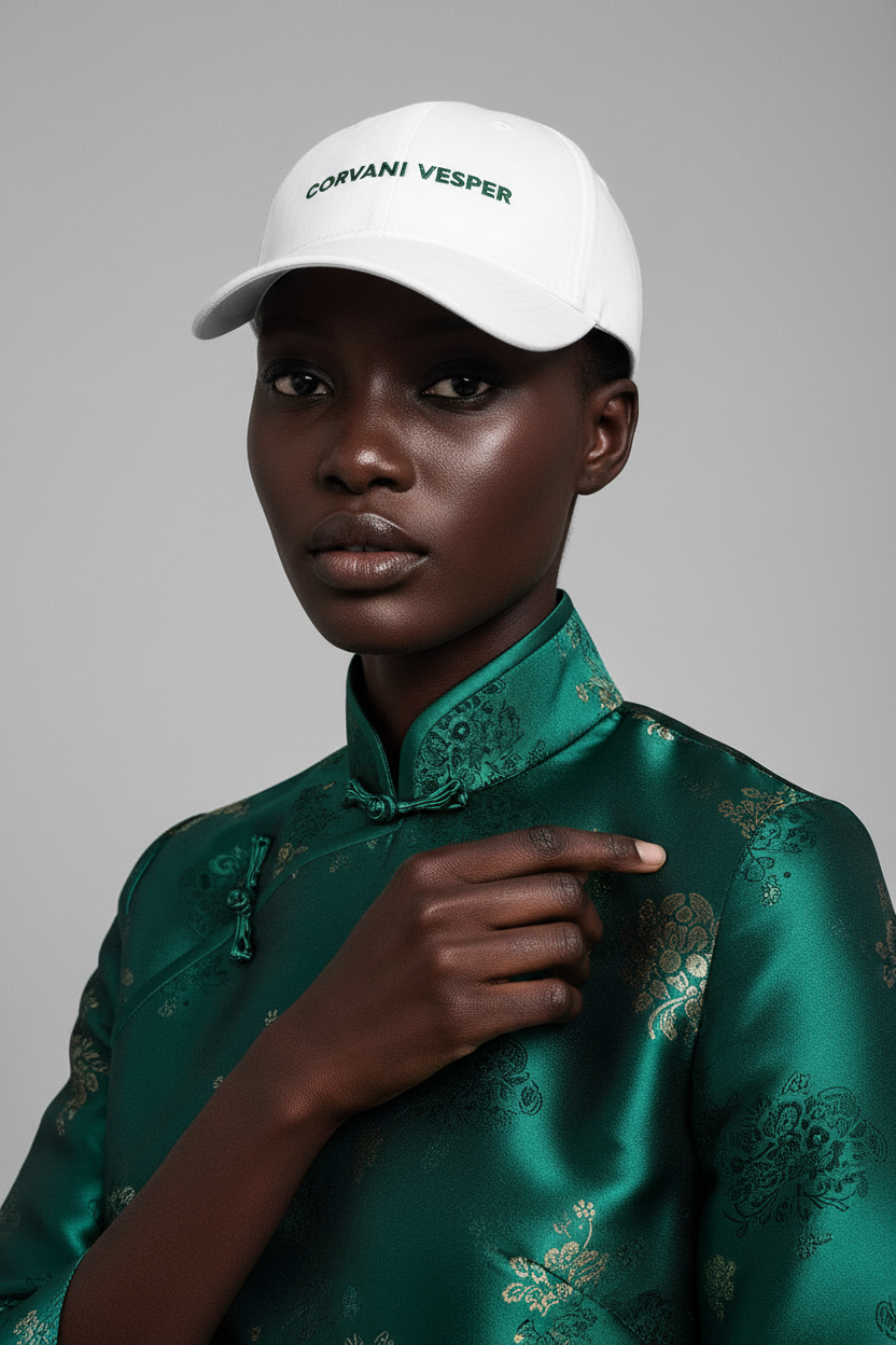 Corvani Vesper Classic Embroidered Baseball Cap in white - CORVANI VESPER