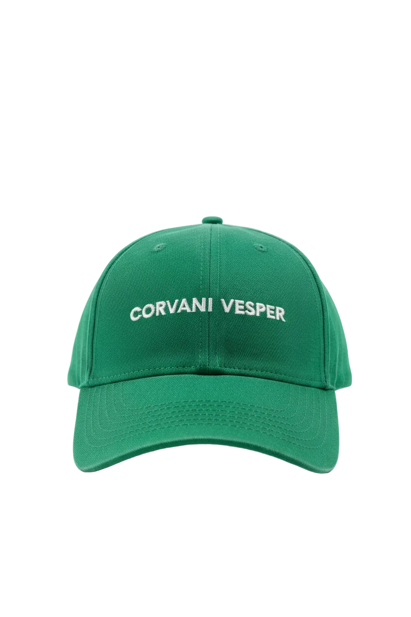 Corvani Vesper classic baseball cap, face cap with curved brim, adjustable strap, and embroidered logo, in neutral color.