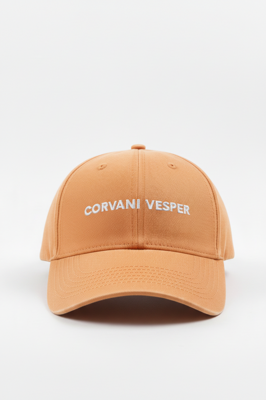 Corvani Vesper CV Classic baseball cap in cotton, showing a stylish, white cap with a curved brim and adjustable strap.