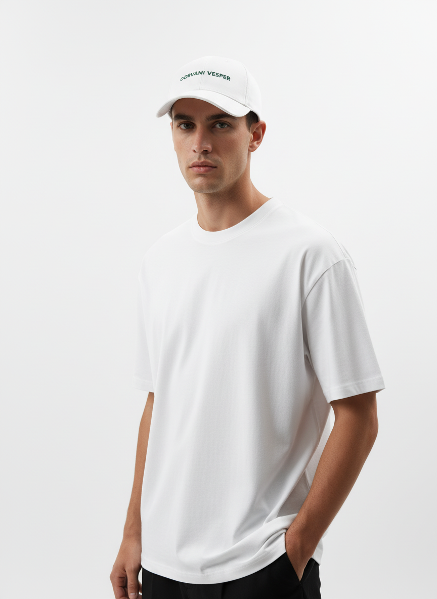 Corvani Vesper Classic Embroidered Baseball Cap in white - CORVANI VESPER